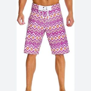 Unitop Men's Elegant Fit Tropical Stripes Beach Shorts Swim Trunks size 38